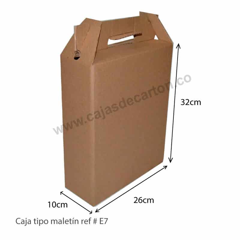 CAJA DE CORRUGADO TIPO MALETIN 26X10X32 CM REF-E7 - de carton