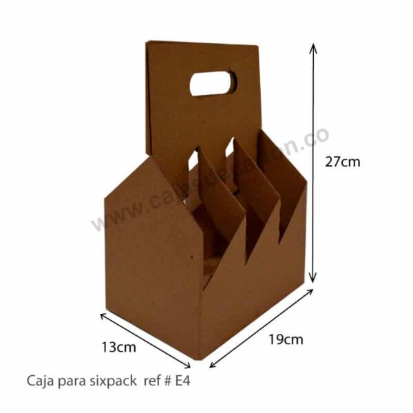 CAJA DE CARTON MICROCORRUGADO  PARA SIXPACK 19X13X27 CM REF-E4